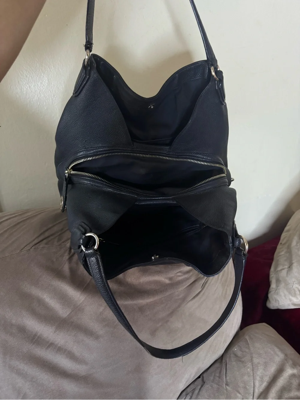 Coach Eddie Turnlock hobo Black Pebbled Leather Shoulder bag